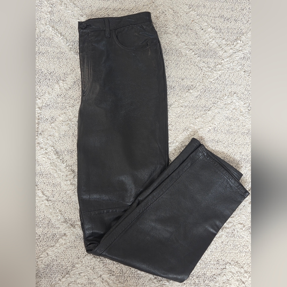 Classic Black Women's 100%Leather Pants
